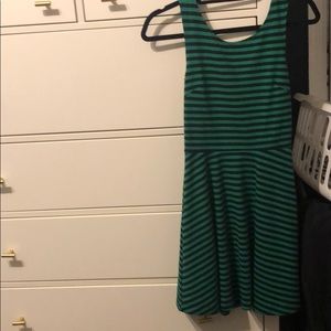 Navy & green stripped dress